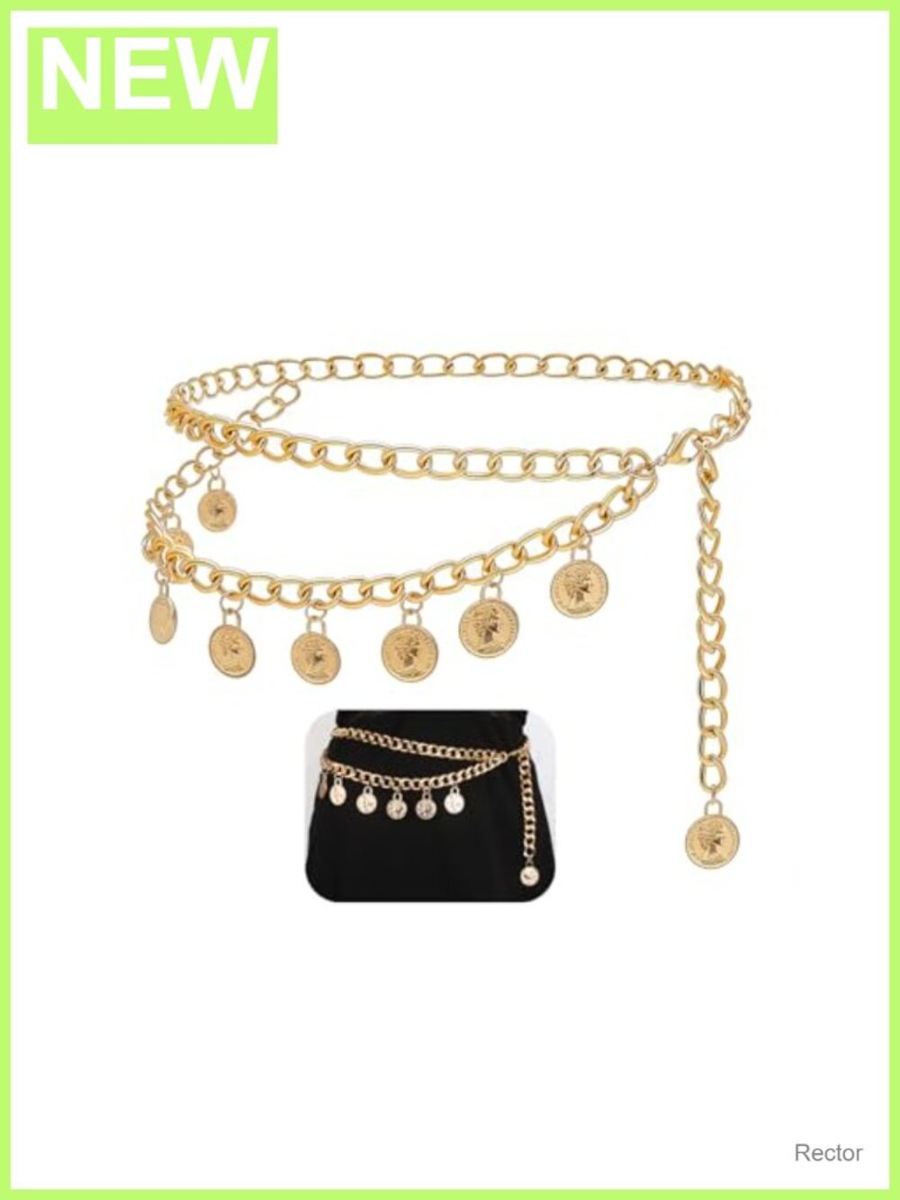 Gold Chain Belt Pirate Waist Chain Coin Body Chain Renaissance Costume Western